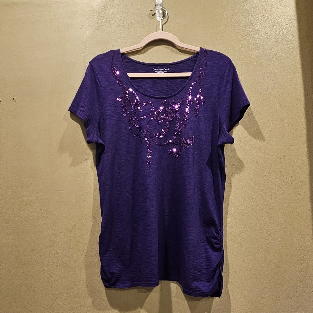 Coldwater Creek Purple Sequin Women's Top